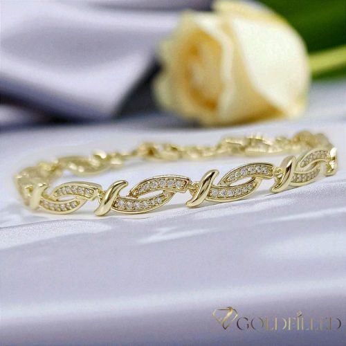 Bratara placata cu aur "Goldfilled" anti-alergenic, lungime 19 cm si grosime 6 mm, culoare 14K