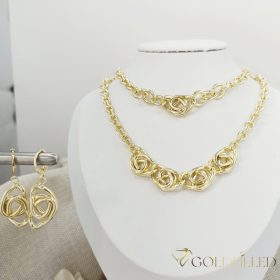   Lanț antialergic „Goldfilled” 45cm/5-19mm + Brățară 17-20cm + Cercei, culoare 14K