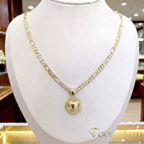 Lanț antialergic „Goldfilled” 50cm/4mm + pandantiv, culoare 14K/Multicolor