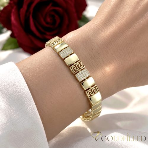 Bratara placata cu aur "Goldfilled" anti-alergenic, lungime 19 cm si grosime 9 mm, culoare 14K