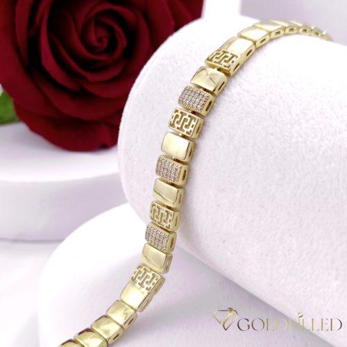 Bratara placata cu aur "Goldfilled" anti-alergenic, lungime 19 cm si grosime 9 mm, culoare 14K