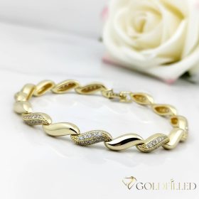   Bratara placata cu aur "Goldfilled" anti-alergenic, lungime 17 cm si grosime 5 mm, culoare 14K