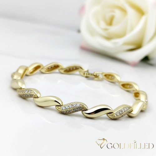 Bratara placata cu aur "Goldfilled" anti-alergenic, lungime 17 cm si grosime 5 mm, culoare 14K