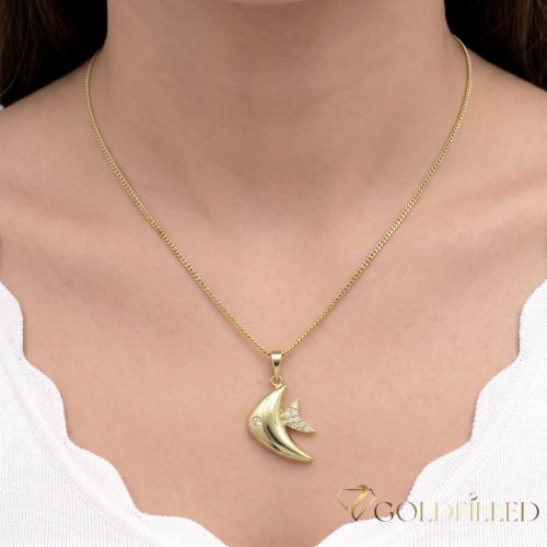 Lanț antialergic „Goldfilled” 35cm/1mm + pandantiv, culoare 14K (Recomandat pentru copii cu vârsta de până la 7 ani!)