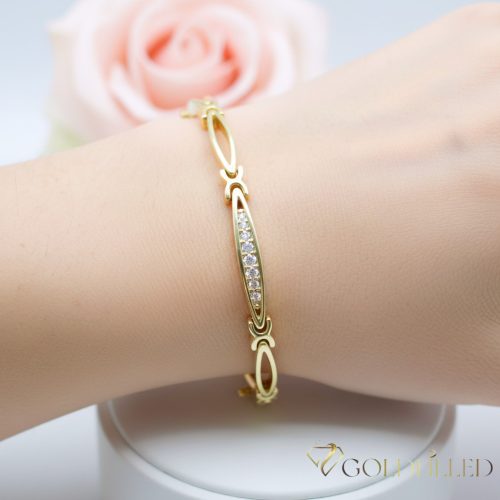Bratara placata cu aur "Goldfilled" anti-alergenic, lungime 17 cm si grosime 4 mm, culoare 14K