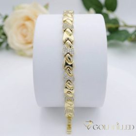   Bratara placata cu aur "Goldfilled" anti-alergenic, lungime 19 cm si grosime 8 mm, culoare 14K
