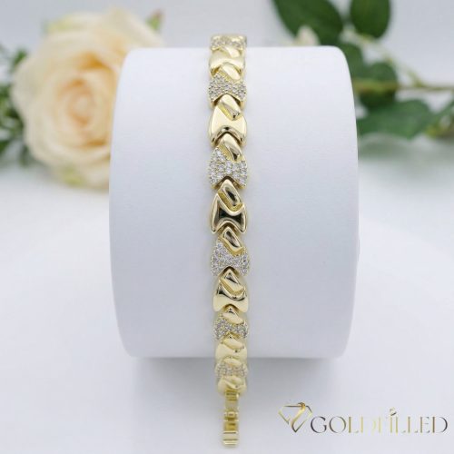 Bratara placata cu aur "Goldfilled" anti-alergenic, lungime 19 cm si grosime 8 mm, culoare 14K