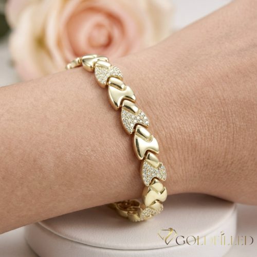 Bratara placata cu aur "Goldfilled" anti-alergenic, lungime 19 cm si grosime 8 mm, culoare 14K