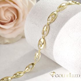   Bratara placata cu aur "Goldfilled" anti-alergenic, lungime 17 cm si grosime 7 mm, culoare 14K