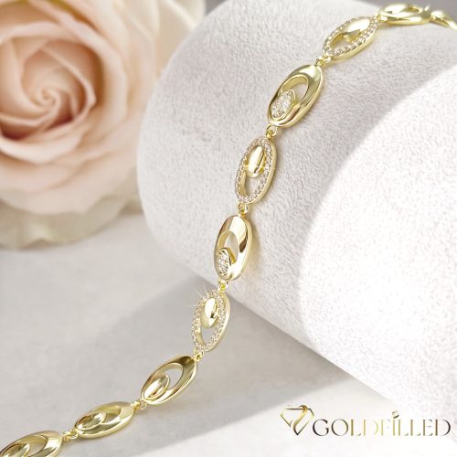 Bratara placata cu aur "Goldfilled" anti-alergenic, lungime 17 cm si grosime 7 mm, culoare 14K