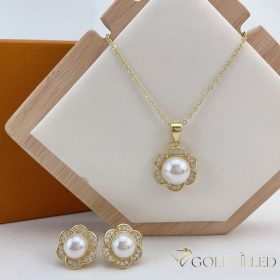   Lanț antialergic „Goldfilled” 45cm/1mm + pandantiv + cercei  Culoare 14K