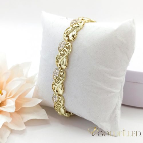 Bratara placata cu aur "Goldfilled" anti-alergenic, lungime 19 cm si grosime 10 mm, culoare 14K
