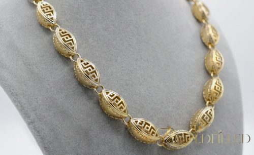 Colier exclusiv antialergenic „Goldfilled” placat cu aur, 60 cm lungime și 10 mm grosime, culoare 14K (105 gramm)