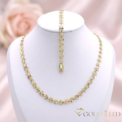 Lanț antialergic „Goldfilled” 45cm/6mm + brățară 19cm, culoare 14K