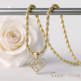   Lanț antialergic „Goldfilled” 55cm/3mm + pandantiv, culoare 14K