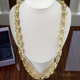   Colier exclusiv antialergenic „Goldfilled” placat cu aur, 70 cm lungime și 10 mm grosime, culoare 14K (115 gramm)