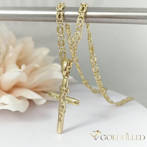 Lanț antialergic „Goldfilled” 45cm/3mm + pandantiv, culoare 14K