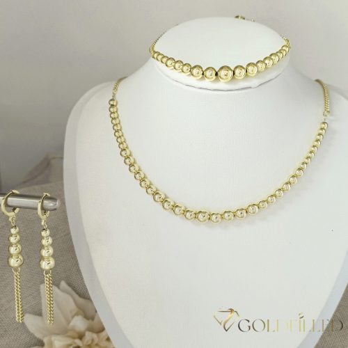 Lanț antialergic „Goldfilled” 45cm/3-5mm + Brățară 17-20cm + Cercei, culoare 14K