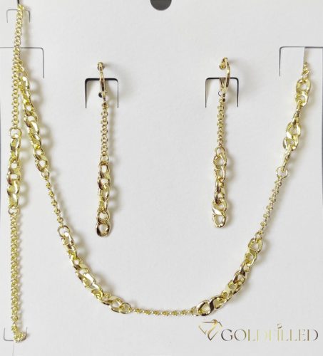 Lanț antialergic „Goldfilled” 45cm/2-6mm + Brățară 17cm + Cercei, culoare 14K