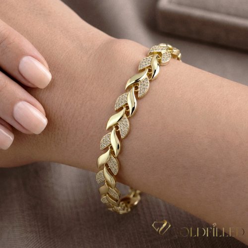 Bratara placata cu aur "Goldfilled" anti-alergenic, lungime 17 cm si grosime 8 mm, culoare 14K