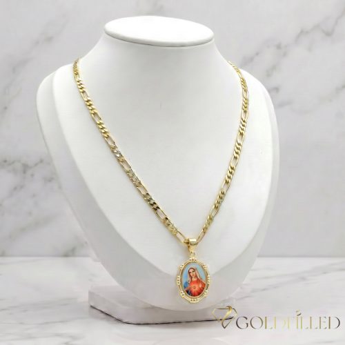 Lanț antialergic „Goldfilled” 50cm/3,5mm + pandantiv, culoare 14K