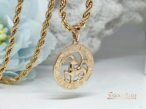 Goldfilled lănțișor antialergic 55cm / 3mm + pandantiv Capricorn 18K aurit