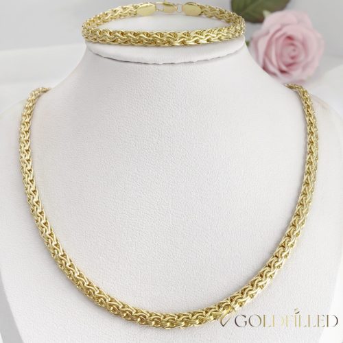 Lanț antialergic „Goldfilled” 50cm/6mm + brățară 19cm culoare 14K